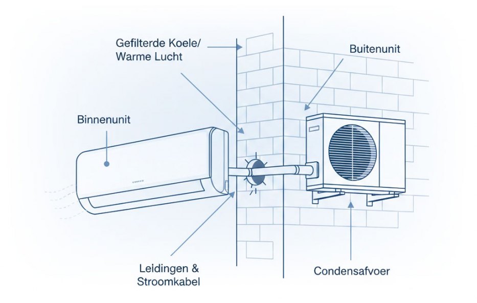 Diagram van een split-unit airco installatie door Datacool in Bleiswijk